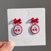 Pendientes de Clip con Orejas de Lazo Tridimensionales, Rojos, Lindos y Dulces Pendientes de Cereza, Diseño de Nicho, Pendientes sin Perforar, Novedad 2025