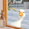 Lindo ganso blanco grande asomándose, pegatina electrostática autoadhesiva para ventana con patrones divertidos y peculiares, adecuada para la decoración del hogar, dormitorio y balcón