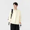 Gyssophila Cuello Redondo Brillante Sudadera Hombre Pesada Primavera y Otoño Retro Americano Sin Capucha Pareja Manga Larga Camiseta Superior