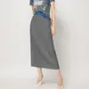 Falda de Miyake de longitud media Falda de cadera Verano Mujer de alta gama Básica Versátil Cintura con trabilla Textura Falda plisada