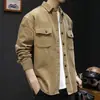 Camisa de pana para hombre Primavera y Otoño Camisa de talla grande Ropa de trabajo casual Chaqueta para hombre Top de manga larga Talla grande Otoño