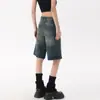 Shorts de Mezclilla Retro Americanos para Mujer, Primavera y Verano, Petite, Versátiles, de Cintura Alta, Adelgazantes, de Corte A, Pierna Ancha, de Longitud Media