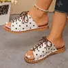 Pantuflas Europeas y Americanas de Gran Tamaño Transfronterizas para Mujer 2026 Verano Pantuflas con Cordones Peep-Toe para Uso en Exteriores Sandalias Planas Casuales Frescas con Tira Cruzada