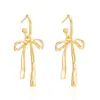 Pendientes Creativos Transfronterizos Nuevos para Mujer con Borla de Lazo, Temperamento Sencillo, Personalidad de Nicho, Pendientes Dorados de Alta Gama