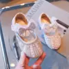 Zapatos de Cristal de Rendimiento de Moda Nuevos para Niña Primavera 2024 Zapatos de Baile para Niños Zapatos de Rendimiento con Lazo Suela Suave de Princesa