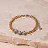 Pulsera de Acero Inoxidable Retro con Abalorios de Mariposa Estrella Flor Estilo Palacio Francés Nicho Elegante Joyería de Gama Alta para Mujeres