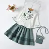 Nuevo estilo niña estudiante bordado de flores retro más falda corta traje estilo chino niña Hanfu más traje con bolsa