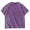 Camiseta de Algodão Lavada Estilo Vintage de Manga Curta 230g, Camiseta Respirável de Cor Sólida Unisex de Algodão Puro para o Verão, Personalizável