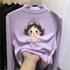 Roupa térmica infantil com forro de fleece, estilo outono e inverno, camiseta casual da moda de manga comprida com gola alta, perfeita para usar em camadas