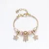 2025 Nuevo Atrapasueños Dorado Pétalo de Diamante Amor Colgante de Cuentas de Agujero Grande Pulsera de Cuentas