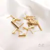 Pendientes de Aro con Colgante en Forma de T Rellenos de Oro de 14 Quilates, Pendientes de Alambre Cuadrado Largo, Pendientes DIY Hechos a Mano con Accesorios de Pendientes de Aro Colgante