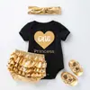Suministro Exclusivo Transfronterizo de Conjuntos de Ropa para Bebés Niños y Niñas, Mameluco de Dibujos Animados y Pantalones de PP Conjunto de 4 Piezas, Atuendo para Fiesta de Cumpleaños de Princesa Luna de Luna