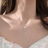 S925 Colar de Prata Esterlina Estilo Coreano Feminino Doce Fresco e Gentil Elegante Elegante Moda Mori Estilo Flor Clavícula Colar de Corrente