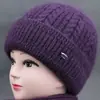 Invierno Nuevo Estilo Sombrero de Lana para Mujer Sombrero para Personas de Mediana Edad y Mayores Cálido Plus Terciopelo Engrosado Sombrero de Punto Estilo Mamá Impermeable de Algodón