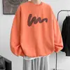 Estilo Coreano Holgado Creativo Estampado Cuello Redondo Sudadera Casual Tendencia Estilo Hong Kong Sudadera Forrada de Felpa Versátil Otoño e Invierno Nuevo