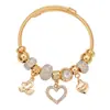 Pulsera de Cuentas DIY Transfronteriza Europea y Americana de Acero Inoxidable, Accesorio con Colgante de Cisne con Forma de Corazón de Lujo Ligero, Joyería de Pulsera de Moda
