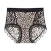 Bragas Sexys de Leopardo Talla Grande para Mujer 100kg Deseo Puro Encaje Francés Seda de Morera Entrepierna Extendida Triángulo Cintura Alta