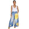 10833 Moyashang Amazon Comercio Exterior Europeo y Americano Ropa para Mujer Ruso Europeo Estampado Pantalones de Pierna Ancha Casuales Pantalones para Mujer Nuevo
