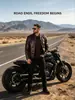 Chaqueta de cuero de moto vintage resistente para hombre, temporada primavera-otoño, marca de moda, elegante abrigo ajustado de cuero sintético lavado con cuello alto.