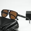 Gafas de Sol de Moda Cuadradas Nuevas Europeas y Americanas con Doble Puente para Hombre Retro Casual para Conducir Negocios Trendy