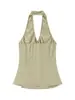 Ropa de Mujer 2026 Producto Nuevo de Verano: Top Camisola de Doble Botonadura con Espalda Descubierta y Pliegues, Cuello Halter para Mujer
