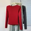 Camiseta de manga larga talla grande para mujer, estilo coreano, diseño elegante, adelgazante y favorecedora, con cintas, adecuada para usar en capas 0791