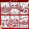 Decoración Europea y Americana para Fiestas Navideñas Plantillas Huecas para Pintar para Patrones DIY Pintados a Mano por Niños, Plantillas para Calcar, Pulverizar y Frotar