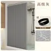 Cortina de Ducha Plegable de Alta Gama para el Hogar, Imitación Lino, Impermeable, Antimoho, Cortina Puerta Divisoria, Juego de Cortina con Barra Telescópica sin Perforación