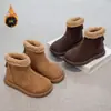 Botas de Nieve para Niñas 2026 Color Camel con Felpa Gruesa Cálidas Suela Gruesa Antideslizantes Invierno Casual Versátiles Cómodas Botas para Niños