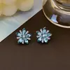 Brincos de Diamante Inteiro com Zircônia e Pedras Strass Inlaid Florais Personalidade Europeia Americana Versátil Personalidade Feminina Venda Quente Transfronteiriça Brinco Atacado
