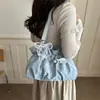 Bolso de Mano/Bolso de Hombro de Moda para Viajes Diarios 2026 Otoño Nuevo Estilo Coreano Lunares Plisado de un Solo Hombro Portátil Casual Bolso Grande