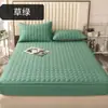 Lençol de baixo com elástico, acolchoado, espesso, cor sólida, 100% algodão, lavável à máquina, adequado para colchão Simmons, cama de casal 1,8m, 1,5m