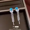 Brincos Anel Oval de Zircônia Colar Feminino Personalizado Exquisito Moda Corrente Clavícula Conjunto de Joias de Luxo Leve Alto Padrão