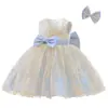 Liquidación a cualquier costoRopa infantil de comercio exterior, vestido de princesa más vendido en Amazon, vestido de actuación sin mangas color block abullonado