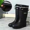 Botas de lluvia de moda para hombre, calzado exterior de caña alta antideslizante con cordón para cocina, lavado de autos, motociclista, zapatos de agua de caña alta con suela gruesa