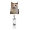 Insignia Retráctil Giratoria de Gato Emoji Acrílico Llavero de Doctor Enfermera Portapase de Identificación Extraíble