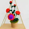 Decoraciones y Adornos de Ganchillo Hechos a Mano para Interiores, Similares a los de Xiaohongshu, con Macetas Falsas y Arreglos de Flores Artificiales