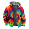 2024 Transfronterizo Impresión 3D Tie-dye con forro polar Engrosado Doble Forro Terciopelo Grueso Chaqueta Acolchada de Algodón Cremallera Bolsillo Excavado Cálida Chaqueta Acolchada de Algodón
