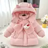 Ropa Nueva de Año Nuevo para Bebé, Chaqueta de Algodón con Capucha Roja de Dibujos Animados para Niñas, Chaqueta de Algodón Cálida y Engrosada de Invierno Estilo Dulce para Niñas