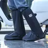 Capas de sapato impermeáveis ​​de cano alto unissex, resistentes ao desgaste e com sola grossa, ideais para viagens ao ar livre. Disponíveis nas cores preto e branco.