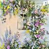 Jardim de Monet ins Paisagem Combinação Flor Cachoeira Parede Arte Floral Beleza Janela Café Exterior Cartão de Canto Celebridade Cibernética