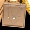 [Collar de Acero de Titanio Dorado + Color Acero] Moda de Lujo Ligero para Mujer El Más Fácil de Combinar Cadena para Clavícula Collar de Amor de Nicho de Gama Alta