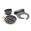 Set de Vajilla de Silicona para Bebé Bolsa Deslizante Comida Complementaria Alimentación Plato con Ventosa Tazón Plato de Cena Tenedor Cuchara de Entrenamiento Cuchara Tenedor con Mango de Madera