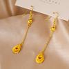 Pendientes de oro y arena para mujer, de aleación de cobre, estilo chino, con temperamento, regalo, con flor de calabaza.