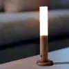 Luz de Sensor Corporal Humano de Palo de Madera, Luz Nocturna con Sensor. Luz LED Protectora de Ojos, Inteligente Regulable, Atenuación Continua, Recargable