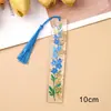 Marcador de página de acrílico platino creativo transfronterizo, marcador de página colgante de flor seca artificial, regalo de suministros de estudio, obsequio para compañeros de clase y amigos