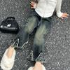 Calça Jeans de Inverno para Meninas Bebê Estilo Ocidental Infantil Personalizado Estilo Coreano Moderno Engrossado Uma Peça Fleece Pérola Fleece Calças Largas