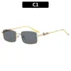 Moda Europea y Americana Nuevas Gafas de Sol Cuadradas de Metal, Elegantes y Versátiles, Gafas de Sol Unisex de Moda Callejera, Gafas de Leopardo