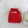 Bolsa de tecido lisa com cordão cor lisa cor de doce mini bolsa com cordão batom joias portátil classificação armazenamento bolsa pequena