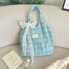 67131 Bolso tote de cuadros frescos, bolso de hombro de cuadros suave, bolso de gran capacidad para estudiantes